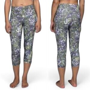 Lululemon Wunder Under Crop II * Full-On Luxtreme (Roll Down) Floral Sport White